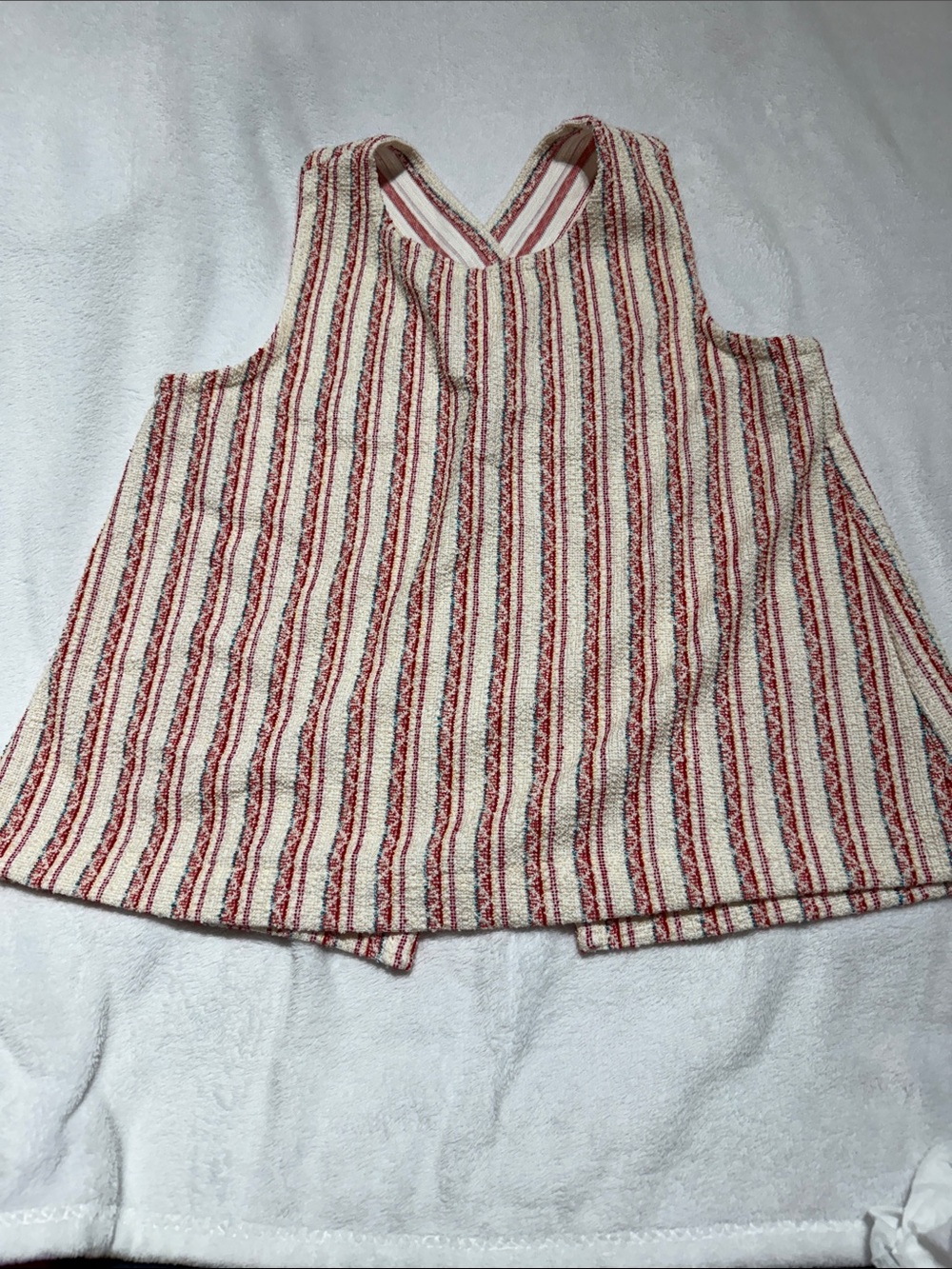 Madewell Cream and Red Striped Sleeveless Top